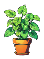 AI generated Illustration of a pothos plant in a pot on a transparent background png