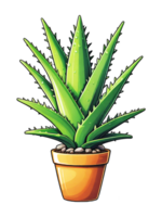 AI generated Illustration of aloe vera plant in pot on transparent background png