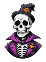 AI generated Halloween skeleton with pumpkins on transparent background png