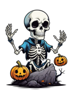 AI generated Halloween illustration of skeleton on transparent background png