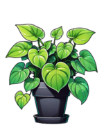 ai genererad illustration av en pothos växt i en pott på en transparent bakgrund png