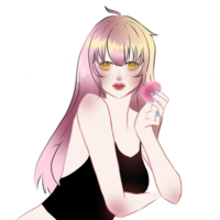 anime niña con rosado pelo y amarillo ojos png