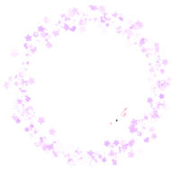 a circle of pink flowers  and rabbit on a transparent background png