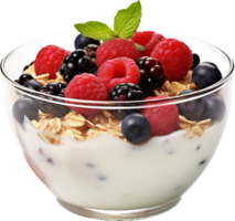 AI generated yogurt with muesli and berries png