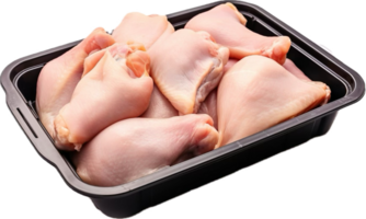 AI generated raw chicken legs in a black png