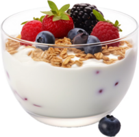 AI generated yogurt with muesli and berries png