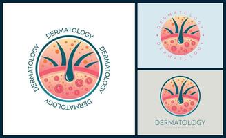 Dermatology skin care clinic and medicine logo template design for brand or company and other vector