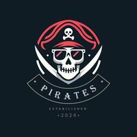 pirates head skull logo design template for brand or company and other vector