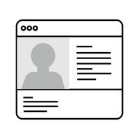 social media profile on white background vector illustration line and fill style icon. id card, Sticker template, name tag, book name label, label marking the ownership of an item