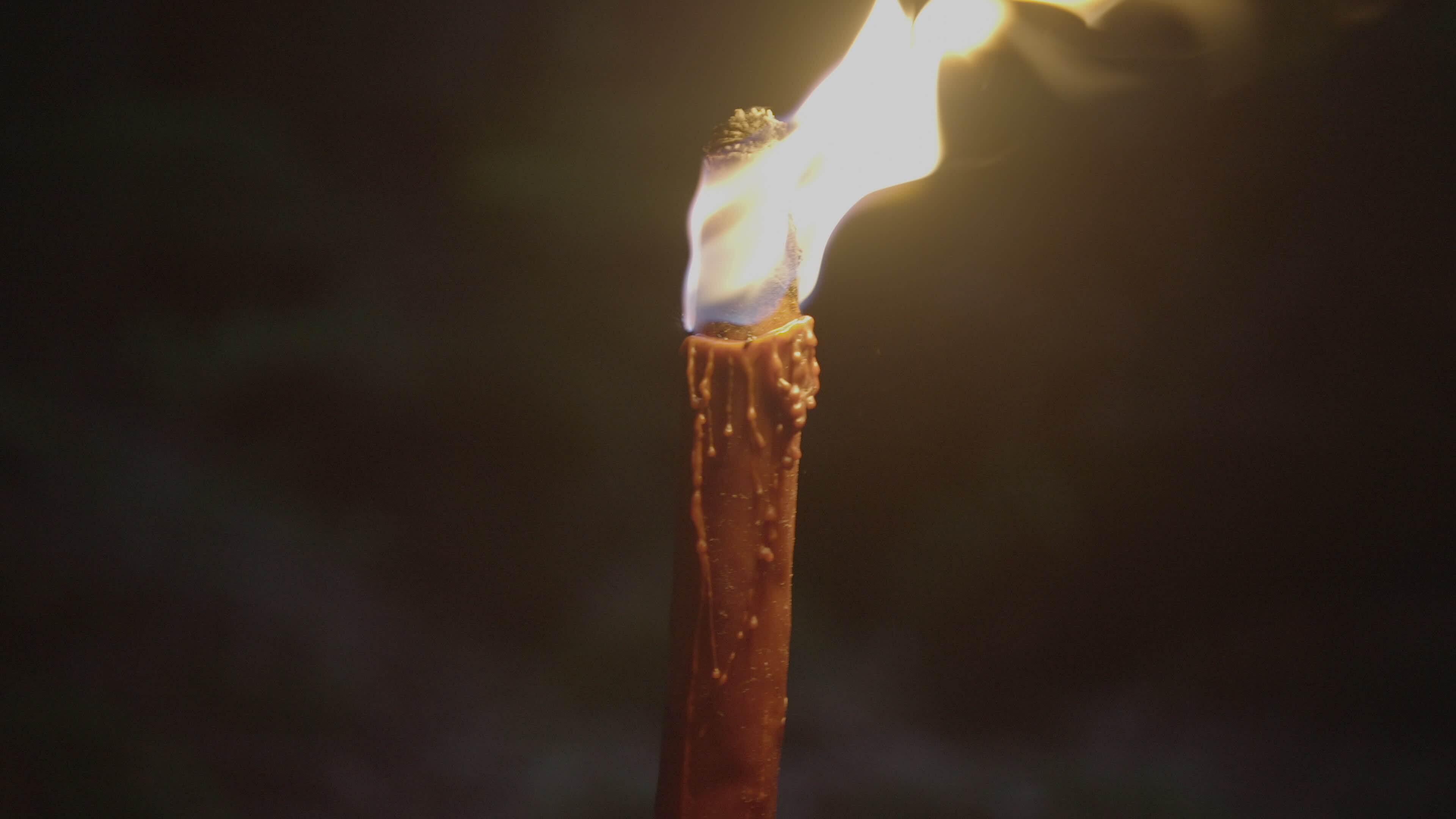Person Holding Flaming Burning Torch Light In Stone Cave Forest At