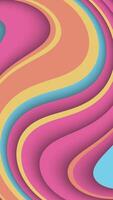 verticaal video - modieus kleurrijk golvend patroon achtergrond met voorzichtig in beweging uitknippen vormen in levendig kleur tonen. deze wervelende abstract beweging achtergrond animatie is hd en een naadloos lus.