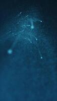 vertical vídeo - abstrato fundo com brilhando azul energia partículas gostar meteoros fluindo para a Câmera. isto movimento fundo animação é cheio hd e uma desatado laço. video