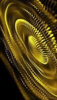 Vertical video - abstract technology motion background animation with a flowing golden fractal wave of glowing gold light beams. Full HD and looping.