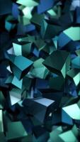 Vertical video - Abstract geometric background - shiny green and blue cubes floating and spinning. This motion background animation is full HD and a seamless loop.