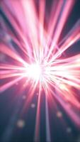 Vertical video - blue and pink fiber optic light beams and golden data particles flowing. Full HD and looping technology motion background.