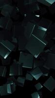 Vertical video - spinning shiny metallic cubes abstract motion background animation.