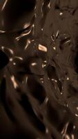 vertical vídeo - un delicioso fluido corriente de oscuro, sedoso Derretido chocolate movimiento antecedentes animación. video