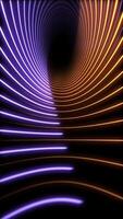 Vertical video - glowing purple and gold neon circle light beams background. Full HD and looping abstract motion background animation.