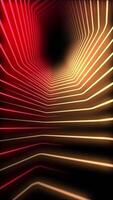 Vertical video - glowing red and gold hexagonal neon light beams motion background animation - full HD and looping.