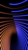 Vertical video - glowing blue and gold neon circle light beams background. Full HD and looping abstract motion background animation.