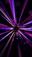 Vertical video - seamless loop featuring a tunnel effect of fast moving purple and blue particles and light beams. Full HD and looping motion background.