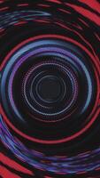 Vertical video - swirling circles of flashing blue and red light abstract motion background animation.