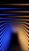 Vertical video - glowing blue and gold neon light beams motion background animation - full HD and looping.