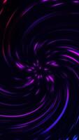 Vertical video - a swirling spiral of glowing neon colored light beams. Full HD and looping vibrant motion background animation.