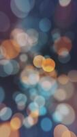 verticaal video - abstract bokeh achtergrond animatie met voorzichtig flikkeren onscherp warm blauw en amber licht bollen. deze elegant beweging achtergrond is vol hd en een naadloos lus.