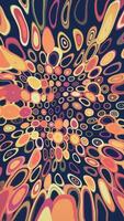 Vertical video - trendy trippy 1970s retro pattern background animation with groovy colorful psychedelic circles and concentric circles. This vintage motion background is full HD and a seamless loop.