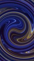 Vertical video - colorful swirling glowing gold and blue neon colored light beams background. This psychedelic swirl pattern abstract background is full HD and a seamless loop.