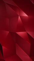 Vertical video - futuristic red low poly background with the gentle motion of shiny polygonal triangle shapes and red neon light. Full HD and looping abstract technology motion background animation.