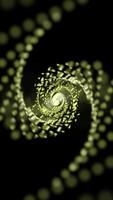 Vertical video - spiraling green helix of glowing energy particles motion background.