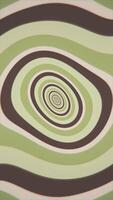 Vertical video - colorful retro 1970s warped circles pattern background with gently moving trippy circles in vintage colors. This simple motion background animation is full HD and a seamless loop.