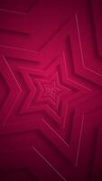Vertical video - a repeating pattern of radiating shiny red star shapes. Full HD and looping abstract stars background animation.