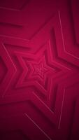 Vertical video - a repeating pattern of radiating shiny red star shapes. Full HD and looping abstract stars background animation.