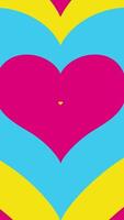 Vertical video - a repeating pattern of vibrant colorful Valentines love hearts. Cute multicolored heart shaped tunnel. Full HD and looping Valentine's Day motion background animation.