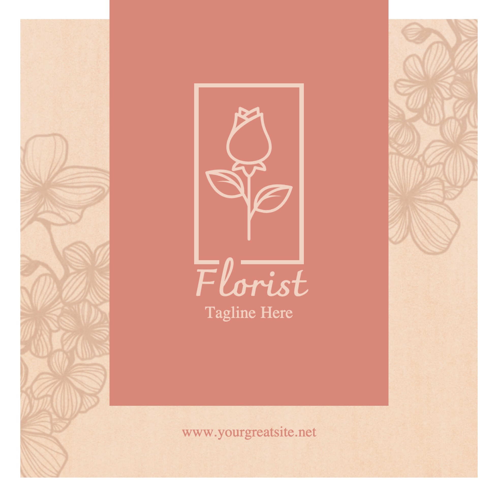 Peach Fuzz Square Florist Business Card