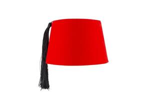 Red hat fez isolated on white background photo