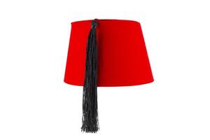 Red hat fez isolated on white background photo