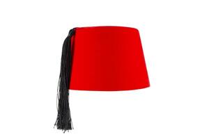 Red hat fez isolated on white background photo