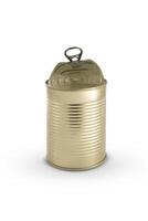 Tin can isolated on white background photo