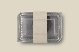 Plastic Food Packaging Tray With Clear Plastic Cover mockup photo