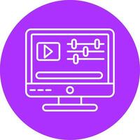 vídeo editor línea multicírculo icono vector