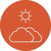 Clouds And Sun Line Multicircle Icon vector