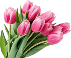 AI generated bouquet of pink tulips png