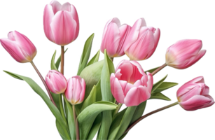 AI generated bouquet of pink tulips png