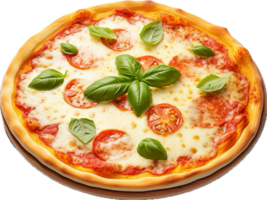 AI generated margherita pizza with basil png