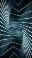 Vertical video - abstract blue glowing lines and twisting geometric shapes background. Looping, full HD technology motion background animation.