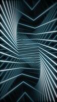 Vertical video - abstract blue glowing lines and twisting geometric shapes background. Looping, full HD technology motion background animation.